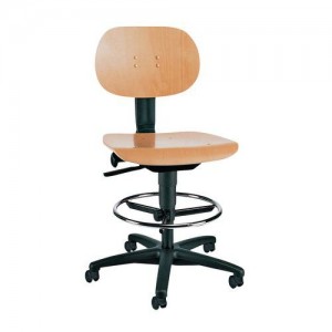 Werkstoel met houten zitting
